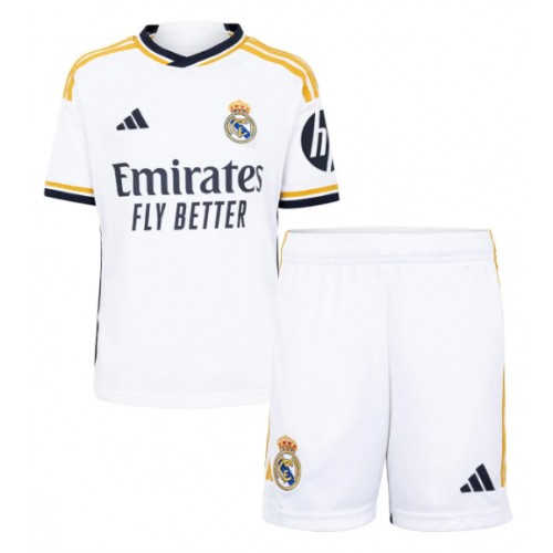 Dětský fotbalový dres Real Madrid 2023-24 Domácí Krátký Rukáv (+ trenýrky)